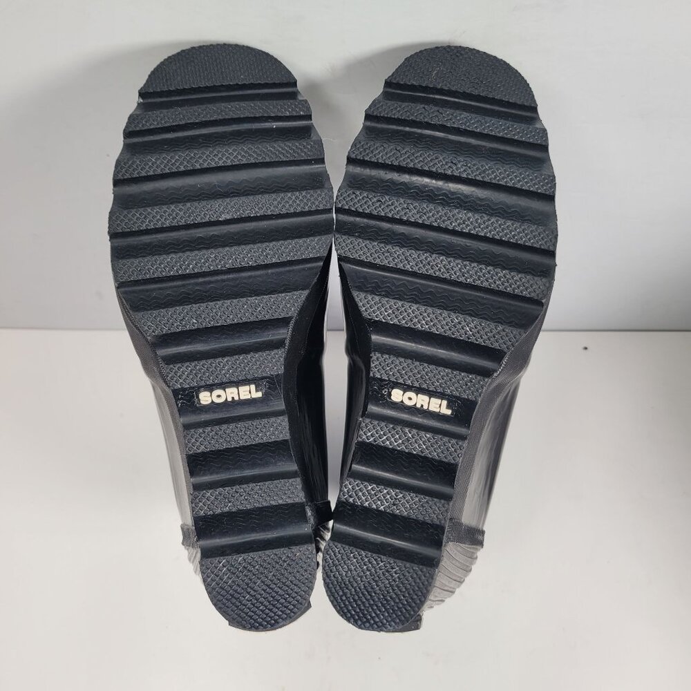 Sorel Women's Black Rubber Wedge Heel Rain Boots NL2526-010 US Size 8.5 - Picture 9 of 10